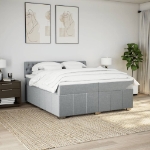 Giroletto a Molle con Materasso Grigio Chiaro 200x200cm Tessuto