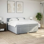 Giroletto a Molle con Materasso Grigio Chiaro 200x200cm Tessuto