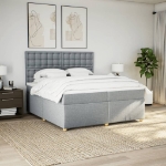 Giroletto a Molle con Materasso Grigio Chiaro 200x200cm Tessuto