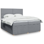 Giroletto a Molle con Materasso Grigio Chiaro 200x200cm Tessuto