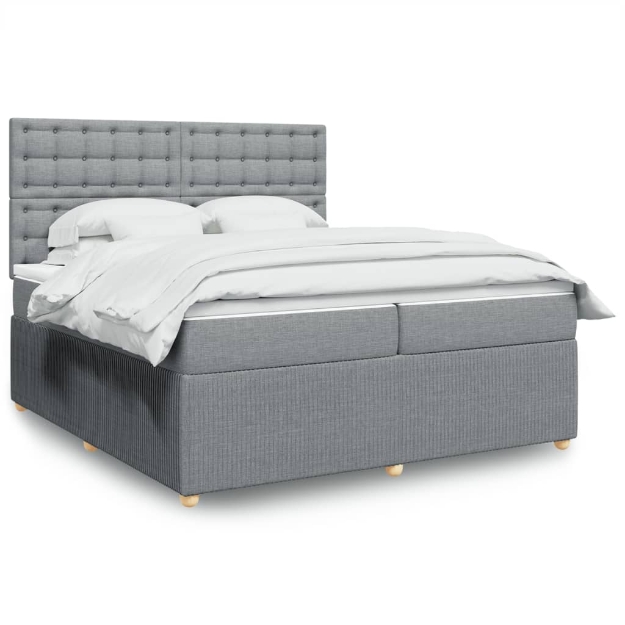 Giroletto a Molle con Materasso Grigio Chiaro 200x200cm Tessuto