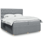 Giroletto a Molle con Materasso Grigio Chiaro 200x200cm Tessuto