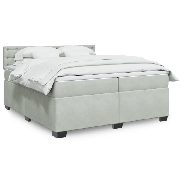 Giroletto a Molle con Materasso Grigio Chiaro 200x200cm Velluto