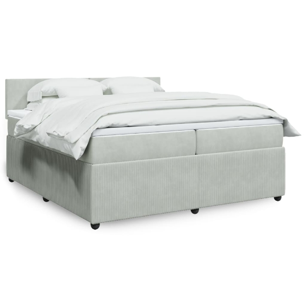 Giroletto a Molle con Materasso Grigio Chiaro 200x200cm Velluto