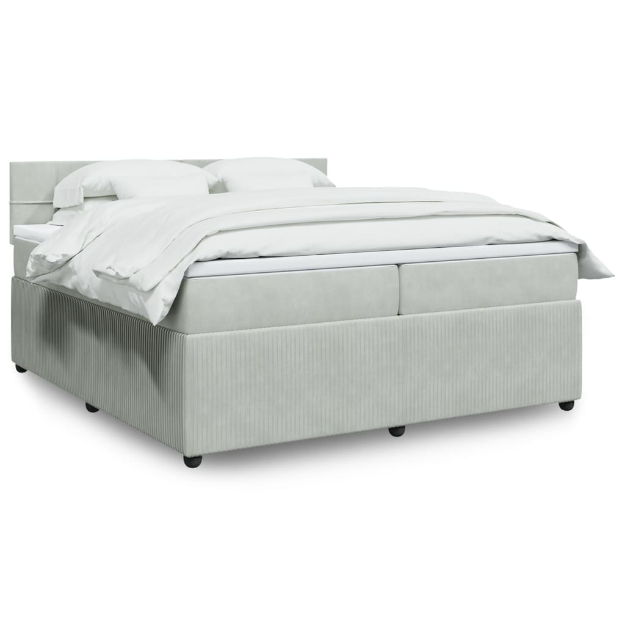 Giroletto a Molle con Materasso Grigio Chiaro 200x200cm Velluto