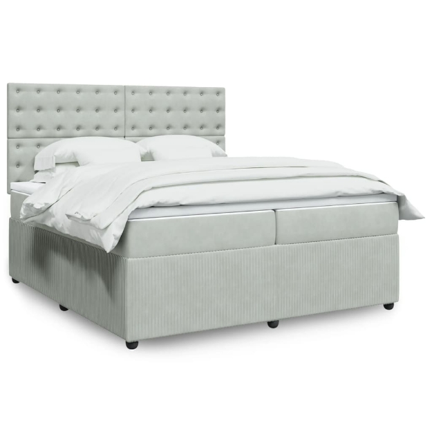 Giroletto a Molle con Materasso Grigio Chiaro 200x200cm Velluto