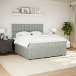 Giroletto a Molle con Materasso Grigio Chiaro 200x200cm Velluto