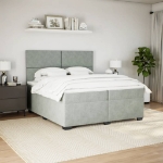 Giroletto a Molle con Materasso Grigio Chiaro 200x200cm Velluto