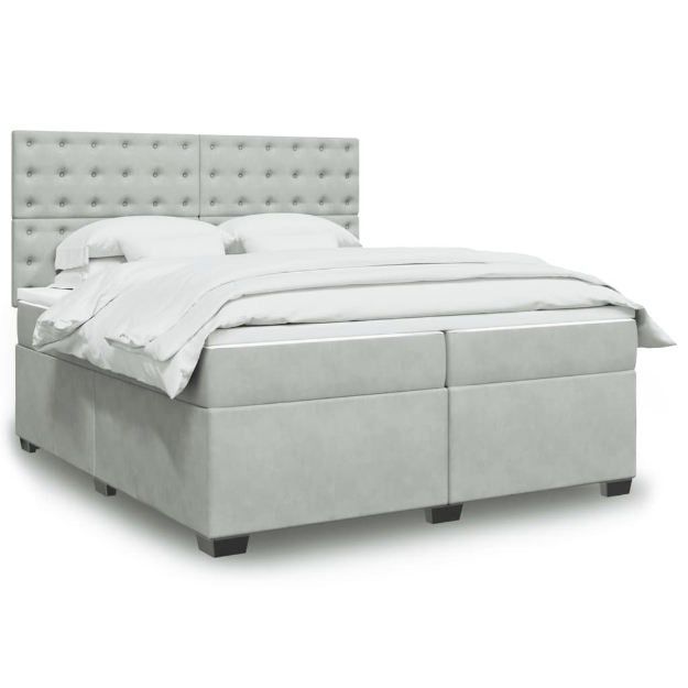 Giroletto a Molle con Materasso Grigio Chiaro 200x200cm Velluto