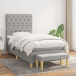 Giroletto a Molle con Materasso Grigio Chiaro 80x200 cm Tessuto