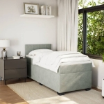Giroletto a Molle con Materasso Grigio Chiaro 80x200 cm Velluto