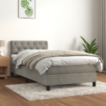 Giroletto a Molle con Materasso Grigio Chiaro 80x200 cm Velluto