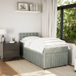 Giroletto a Molle con Materasso Grigio Chiaro 80x200 cm Velluto