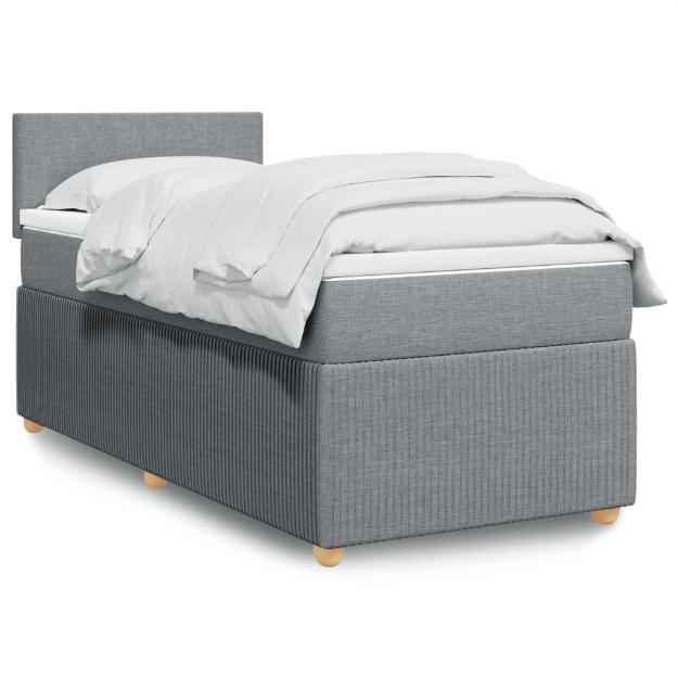 Giroletto a Molle con Materasso Grigio Chiaro 90x190 cm Tessuto