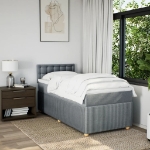 Giroletto a Molle con Materasso Grigio Chiaro 90x190 cm Tessuto