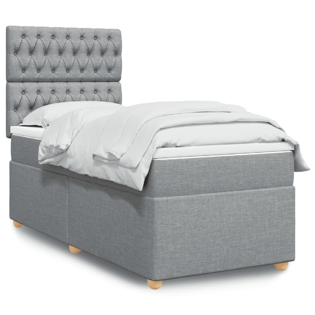 Giroletto a Molle con Materasso Grigio Chiaro 90x190 cm Tessuto
