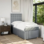 Giroletto a Molle con Materasso Grigio Chiaro 90x190 cm Tessuto