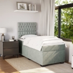 Giroletto a Molle con Materasso Grigio Chiaro 90x190 cm Velluto
