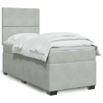 Giroletto a Molle con Materasso Grigio Chiaro 90x190 cm Velluto
