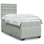 Giroletto a Molle con Materasso Grigio Chiaro 90x190 cm Velluto