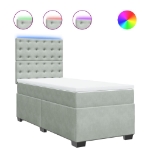 Giroletto a Molle con Materasso Grigio Chiaro 90x190 cm Velluto