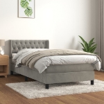 Giroletto a Molle con Materasso Grigio Chiaro 90x190 cm Velluto