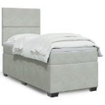 Giroletto a Molle con Materasso Grigio Chiaro 90x190 cm Velluto