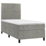 Giroletto a Molle con Materasso Grigio Chiaro 90x190 cm Velluto