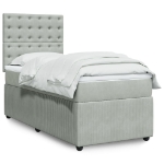 Giroletto a Molle con Materasso Grigio Chiaro 90x190 cm Velluto