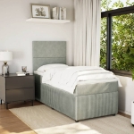 Giroletto a Molle con Materasso Grigio Chiaro 90x190 cm Velluto