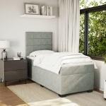 Giroletto a Molle con Materasso Grigio Chiaro 90x190 cm Velluto