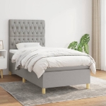 Giroletto a Molle con Materasso Grigio Chiaro 90x200 cm Tessuto