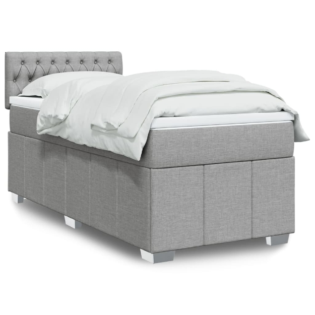 Giroletto a Molle con Materasso Grigio Chiaro 90x200 cm Tessuto