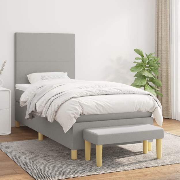 Giroletto a Molle con Materasso Grigio Chiaro 90x200 cm Tessuto