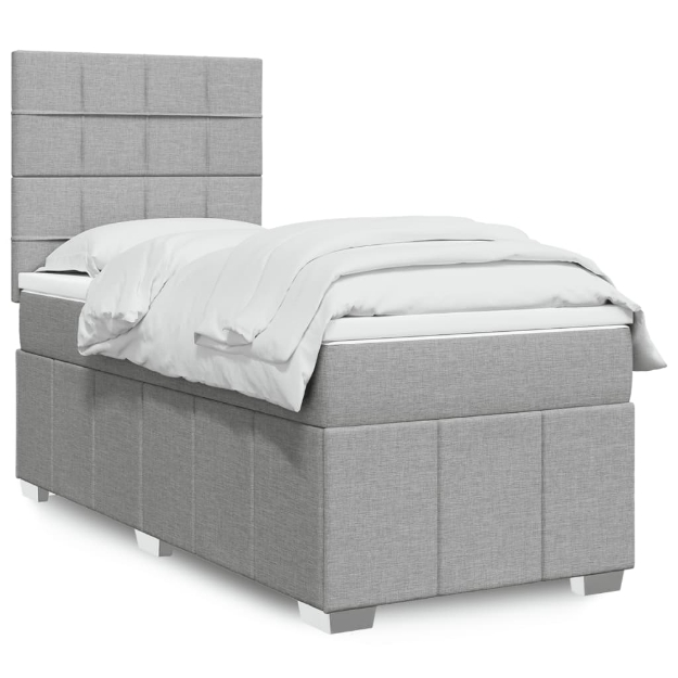 Giroletto a Molle con Materasso Grigio Chiaro 90x200 cm Tessuto