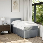 Giroletto a Molle con Materasso Grigio Chiaro 90x200 cm Tessuto