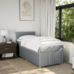 Giroletto a Molle con Materasso Grigio Chiaro 90x200 cm Tessuto