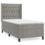 Giroletto a Molle con Materasso Grigio Chiaro 90x200 cm Velluto