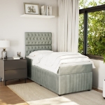 Giroletto a Molle con Materasso Grigio Chiaro 90x200 cm Velluto