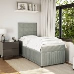 Giroletto a Molle con Materasso Grigio Chiaro 90x200 cm Velluto