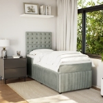 Giroletto a Molle con Materasso Grigio Chiaro 90x200 cm Velluto
