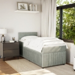 Giroletto a Molle con Materasso Grigio Chiaro 90x200 cm Velluto