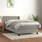 Giroletto a Molle con Materasso Grigio Chiaro 90x200 cm Velluto