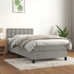 Giroletto a Molle con Materasso Grigio Chiaro 90x200 cm Velluto