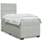 Giroletto a Molle con Materasso Grigio Chiaro 90x200 cm Velluto