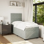 Giroletto a Molle con Materasso Grigio Chiaro 90x200 cm Velluto