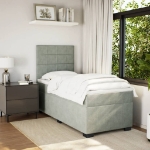 Giroletto a Molle con Materasso Grigio Chiaro 90x200 cm Velluto