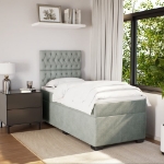 Giroletto a Molle con Materasso Grigio Chiaro 90x200 cm Velluto