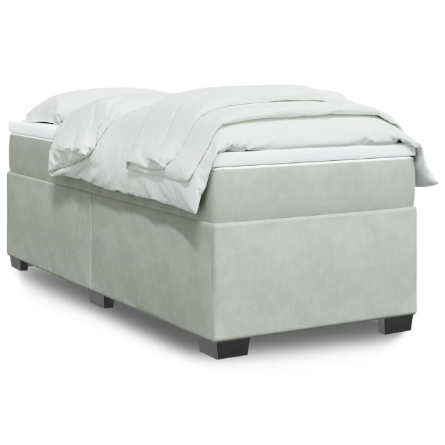 Giroletto a Molle con Materasso Grigio Chiaro 90x200 cm Velluto
