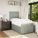 Giroletto a Molle con Materasso Grigio Chiaro 90x200 cm Velluto